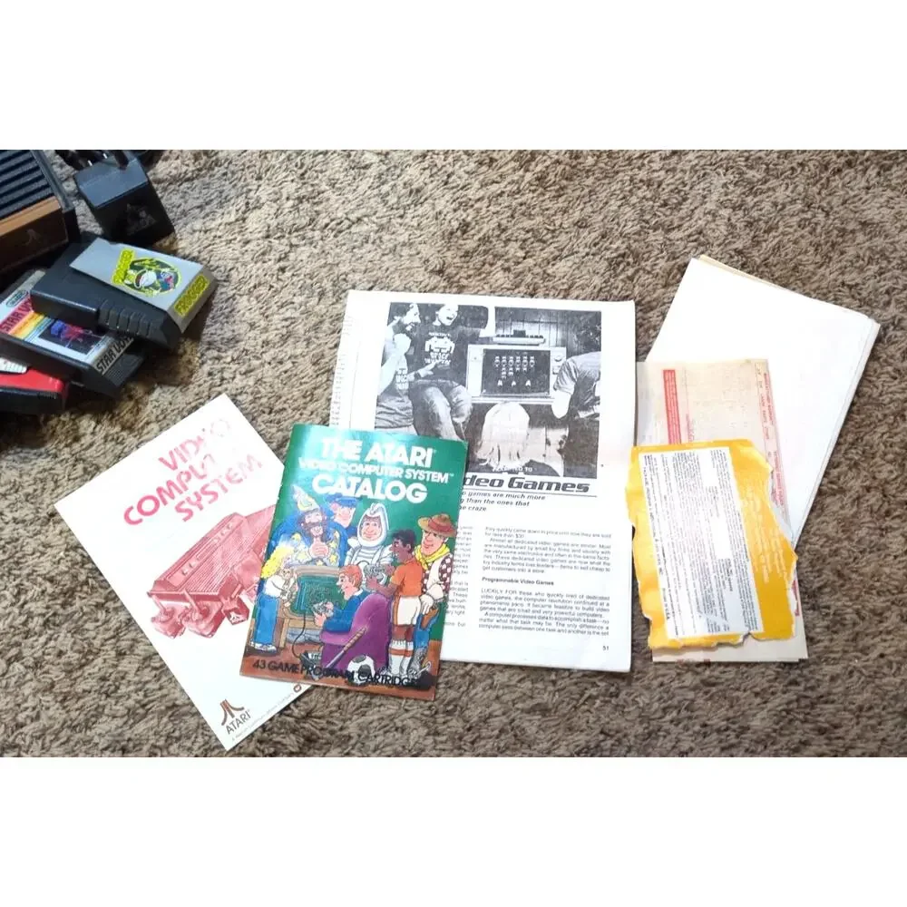 Vintage Atari 2600 CX2600A Console Accessories Controllers Games Manuals Lot